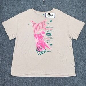 David Bowie Lets Dance Graphic T-Shirt Mens XXL Tan Pink Green Cotton NWT
